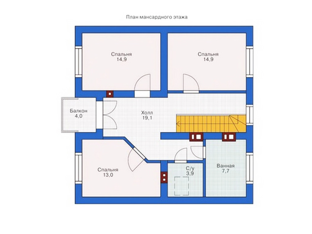 Дом 4 комнаты 2 этажа. Дом из газобетона 100м2 планировка. План мансардного этажа. Планировка мансарды план. План комнат мансарды.